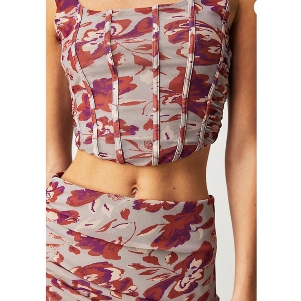 Rare Free People Floral Corset Top and Skirt SET (2 pieces)